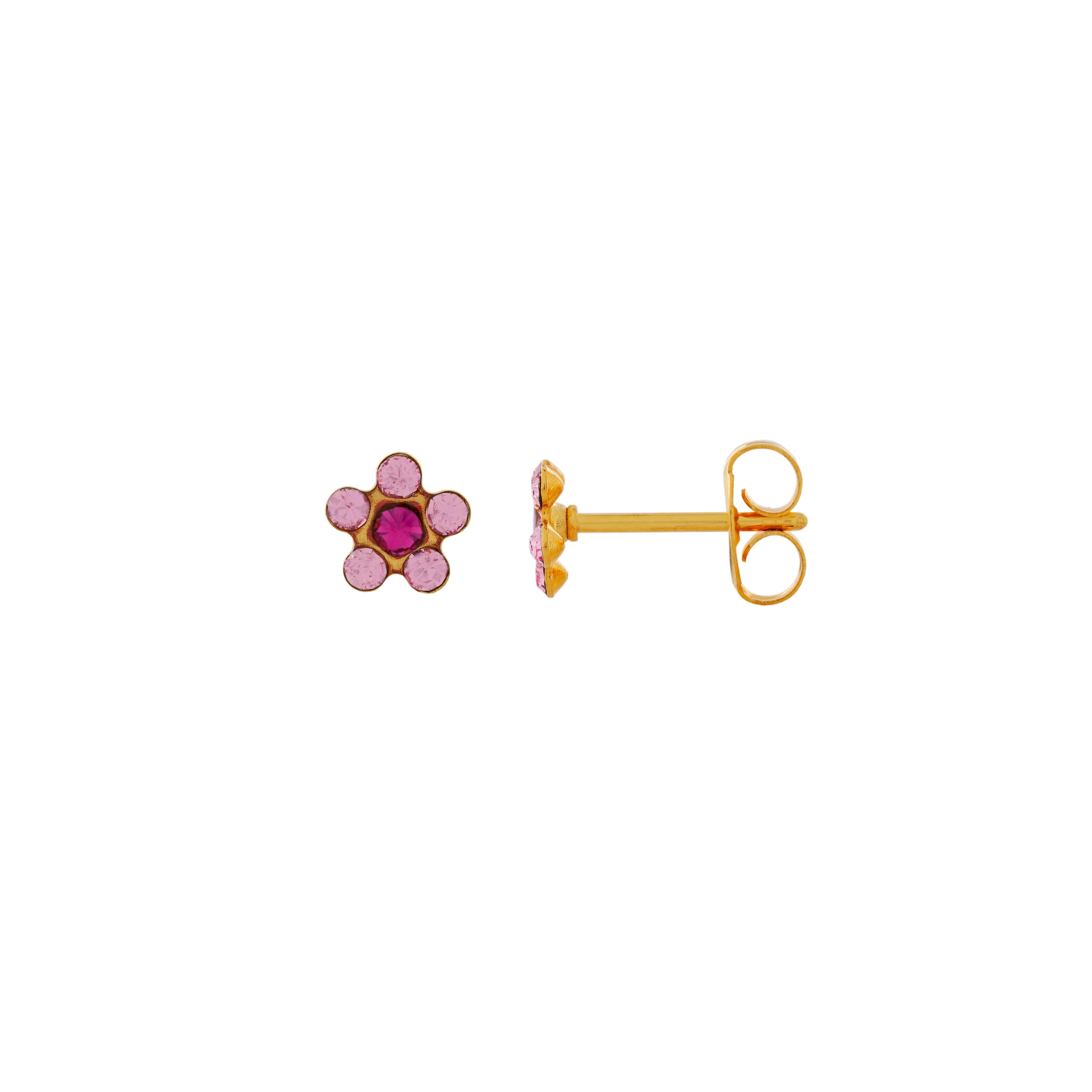 Daisy Light Rose Ð Fuchsia 24K Pure Gold Plated Ear Studs For Kids