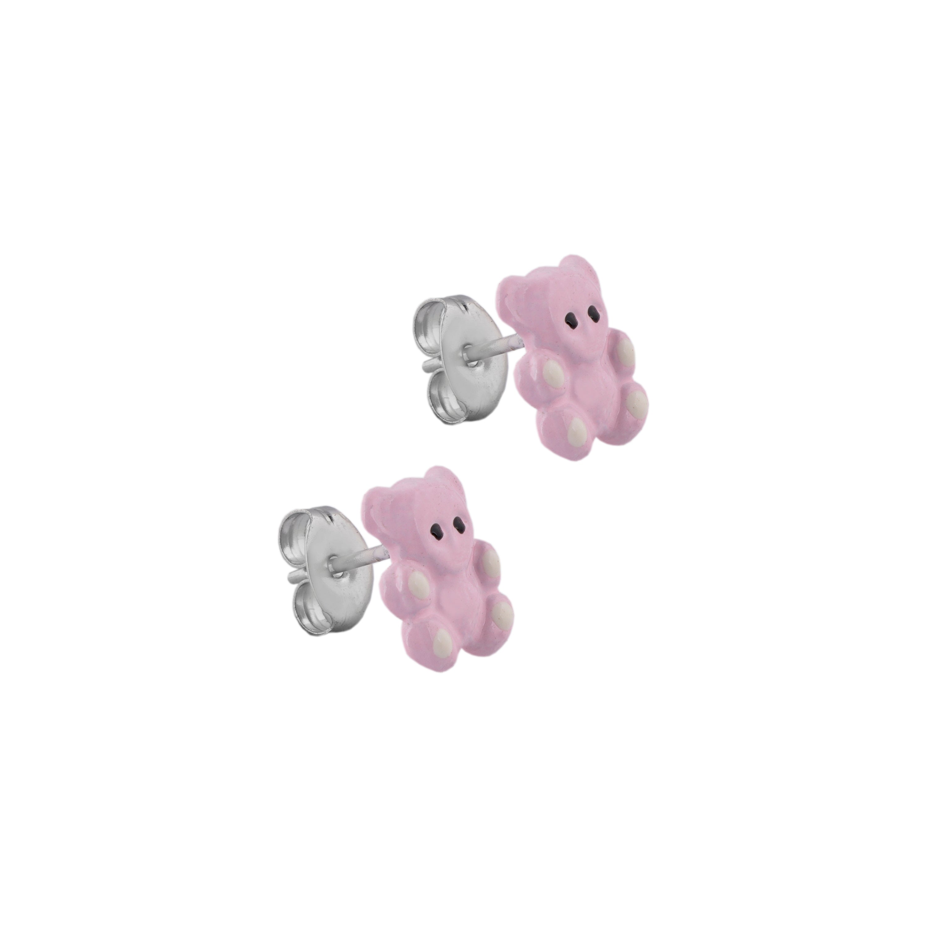 Pink Teddy Bear Allergy free Stainless Steel Ear Studs For Kids | Ideal for everyday wear