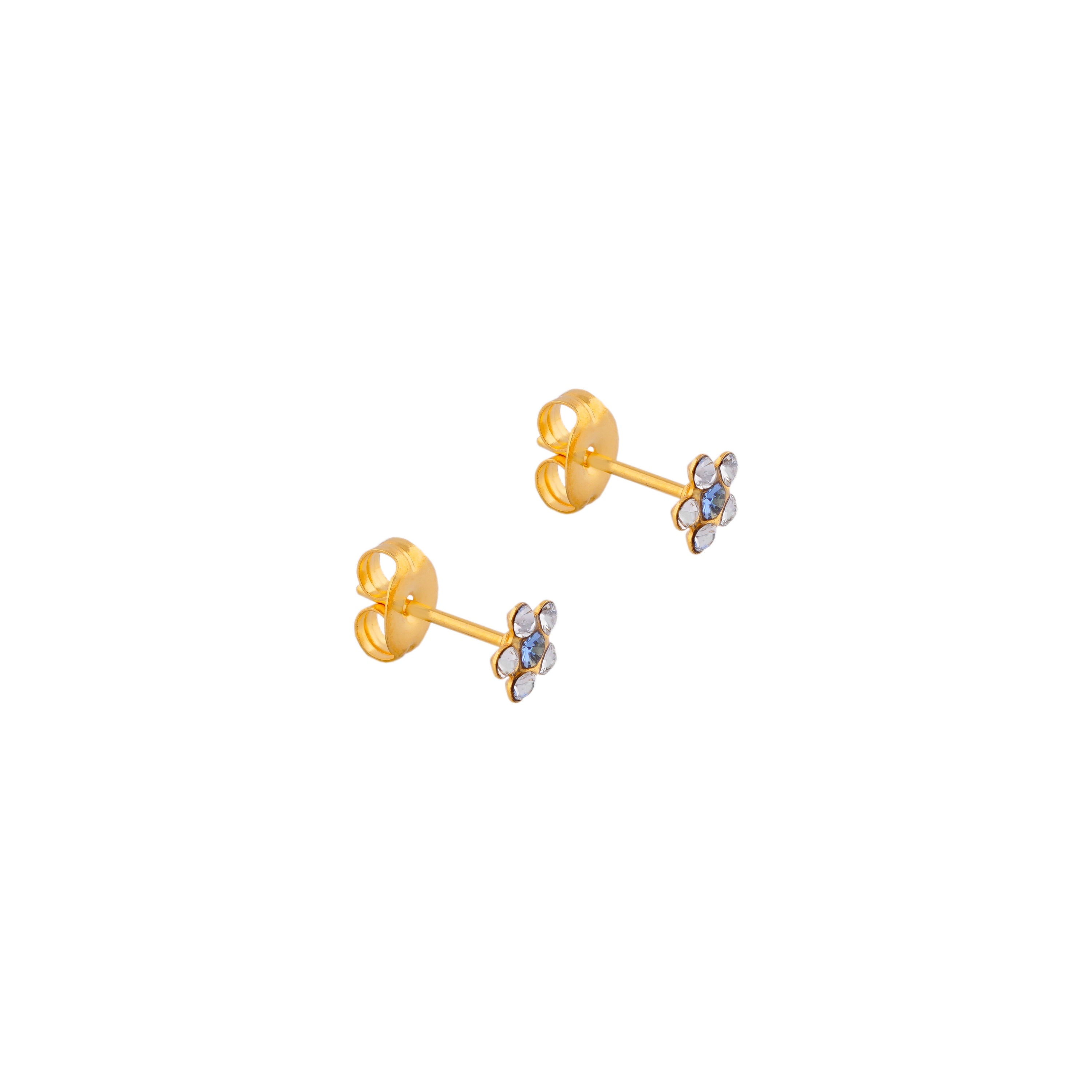Daisy April Crystal- September Sapphire 24K Pure Gold Plated Ear Studs For Kids