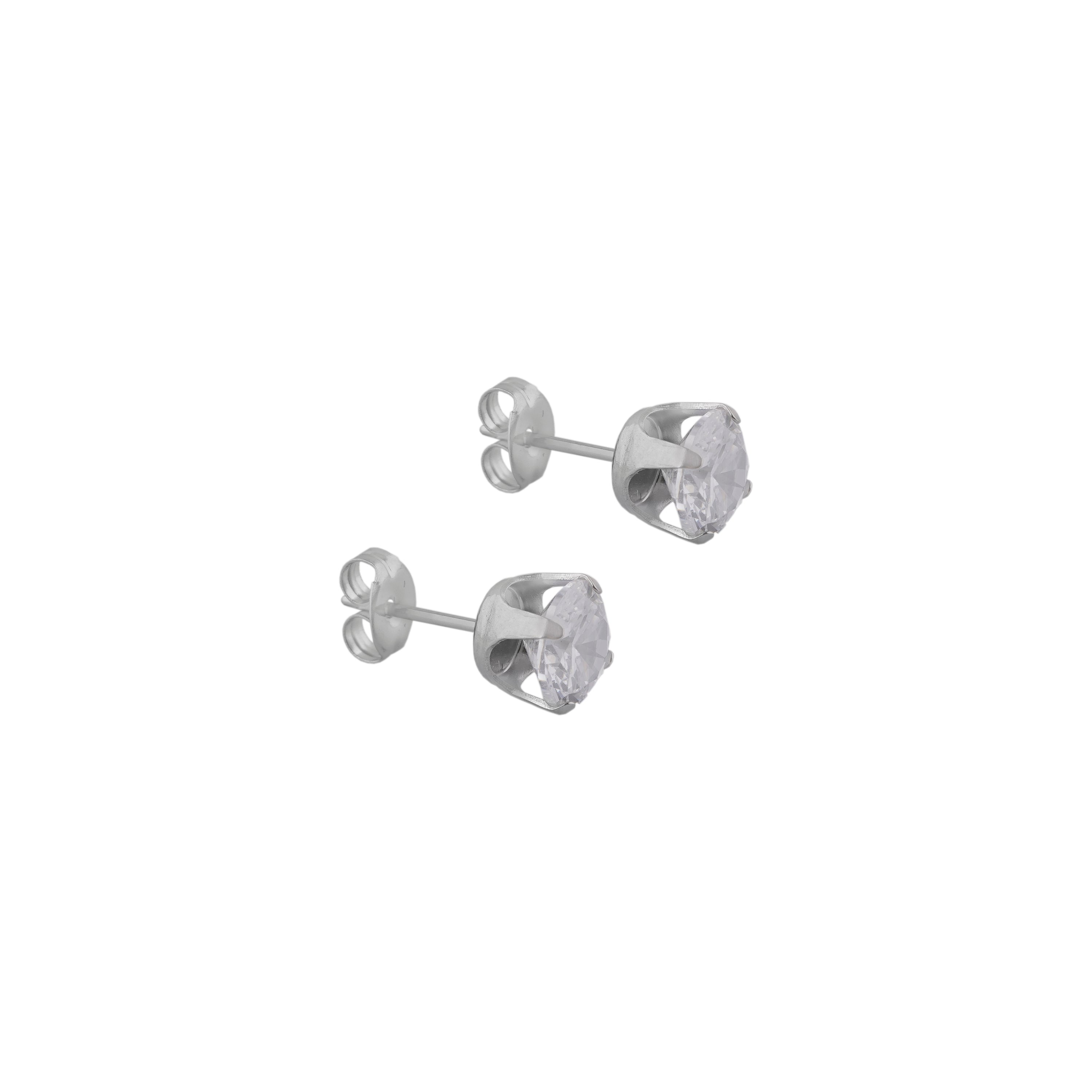 7MM Cubic Zirconia Allergy free Stainless Steel Ear Studs | MADE IN USA | Ideal for everyday wear