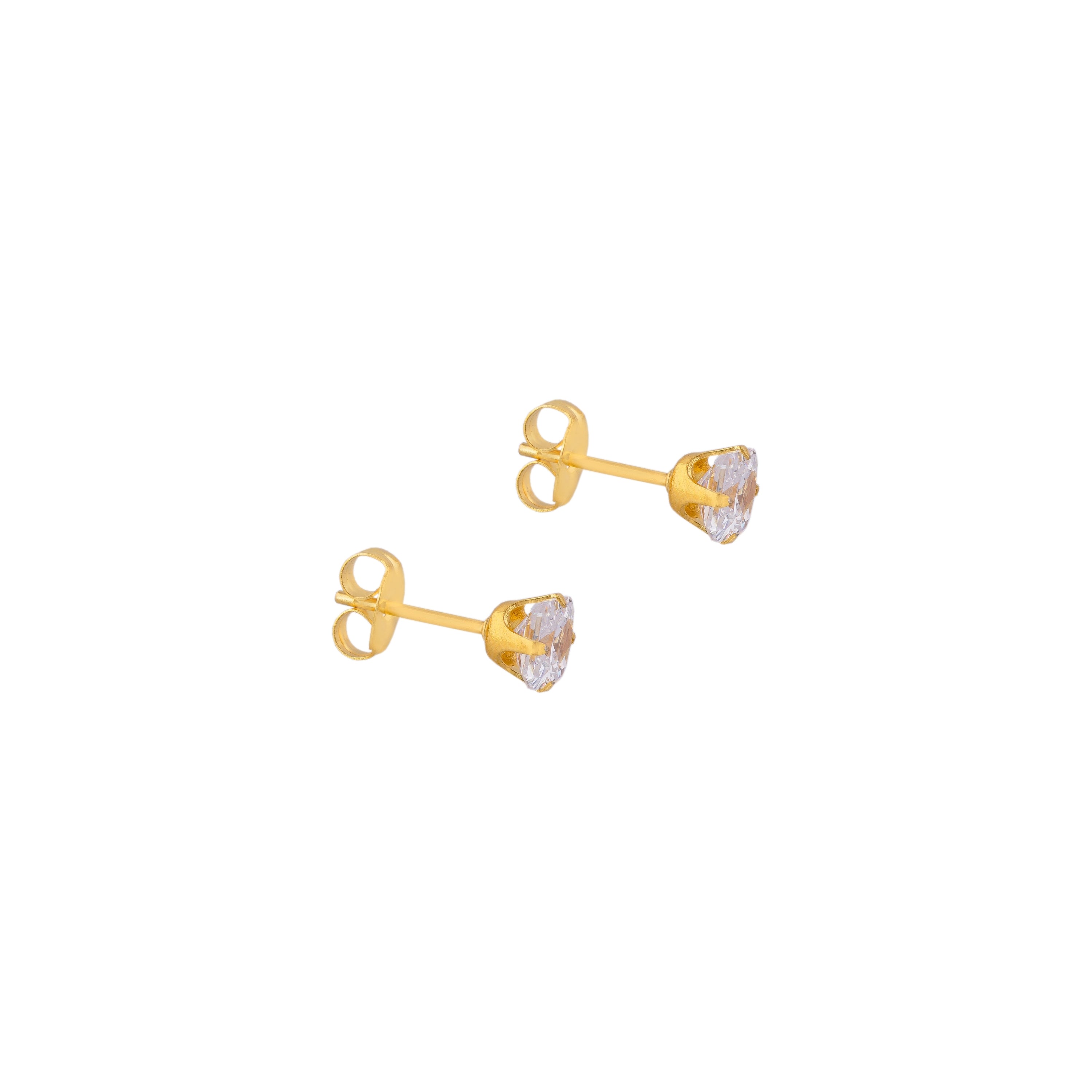 5X5MM Cubic Zirconia Princess Cut 24K Pure Gold Plated Ear Studs | MADE IN USA | Ideal for everyday wear