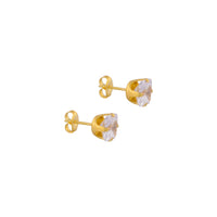 7X7MM Cubic Zirconia Princess Cut 24K Pure Gold Plated Ear Studs | MADE IN USA | Ideal for everyday wear