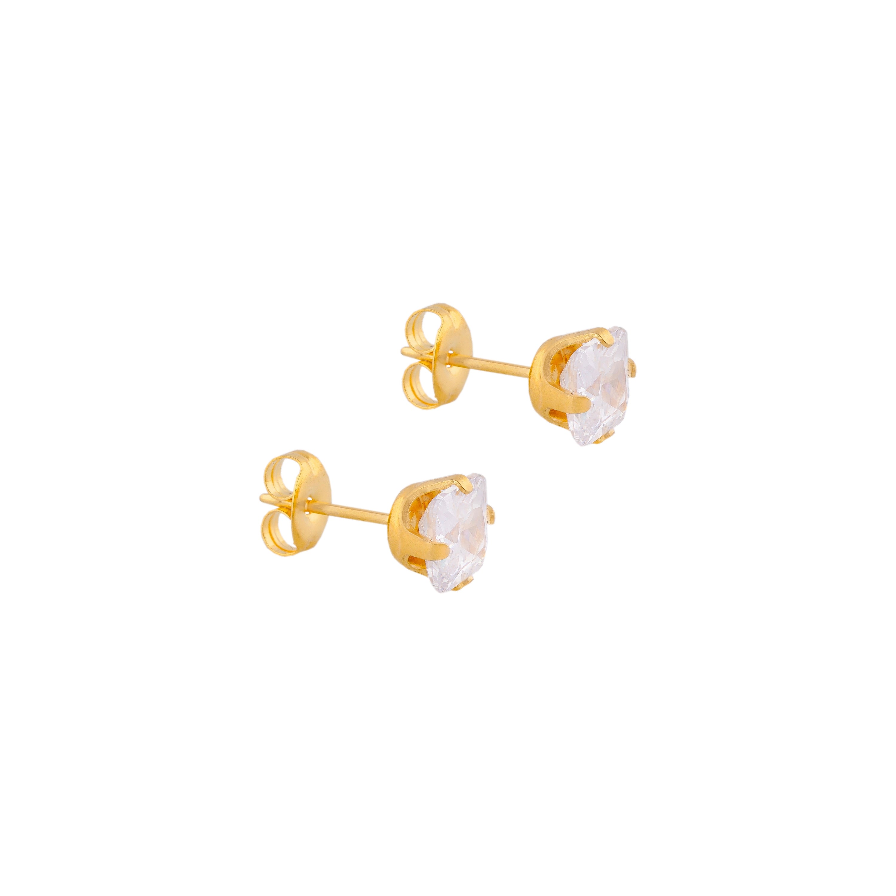6X6MM Cubic Zirconia 24K Pure Gold Plated Ear Studs | MADE IN USA | Ideal for everyday wear