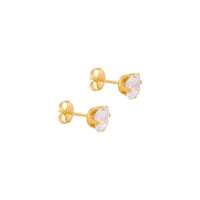 6X6MM Cubic Zirconia 24K Pure Gold Plated Ear Studs | MADE IN USA | Ideal for everyday wear