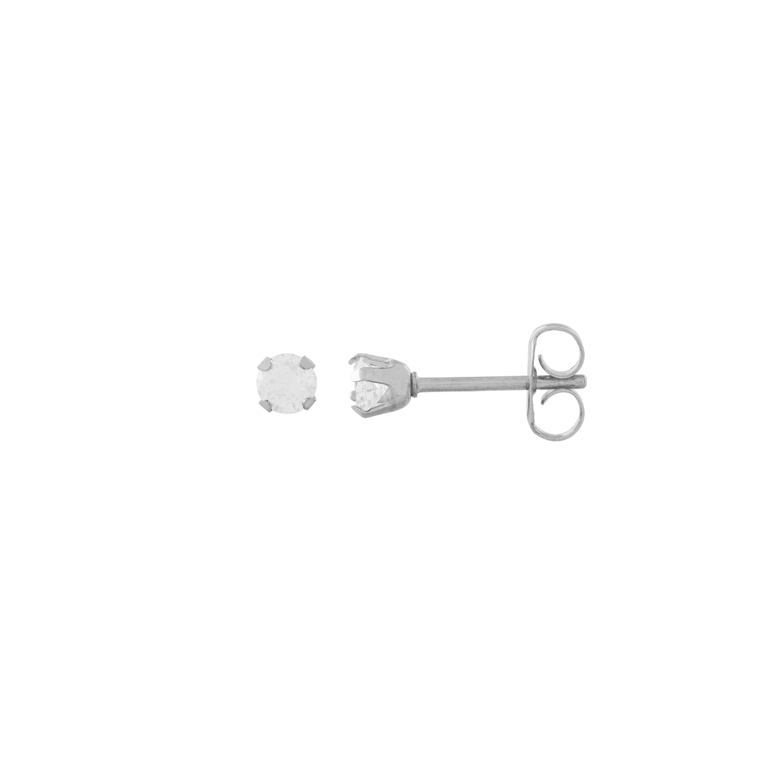3MM Cubic Zirconia Allergy free Stainless Steel Ear Studs For Kids