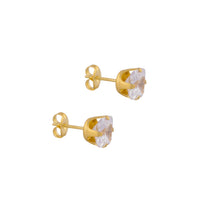 8X8MM Cubic Zirconia Princess Cut 24K Pure Gold Plated Ear Studs | MADE IN USA | Ideal for everyday wear