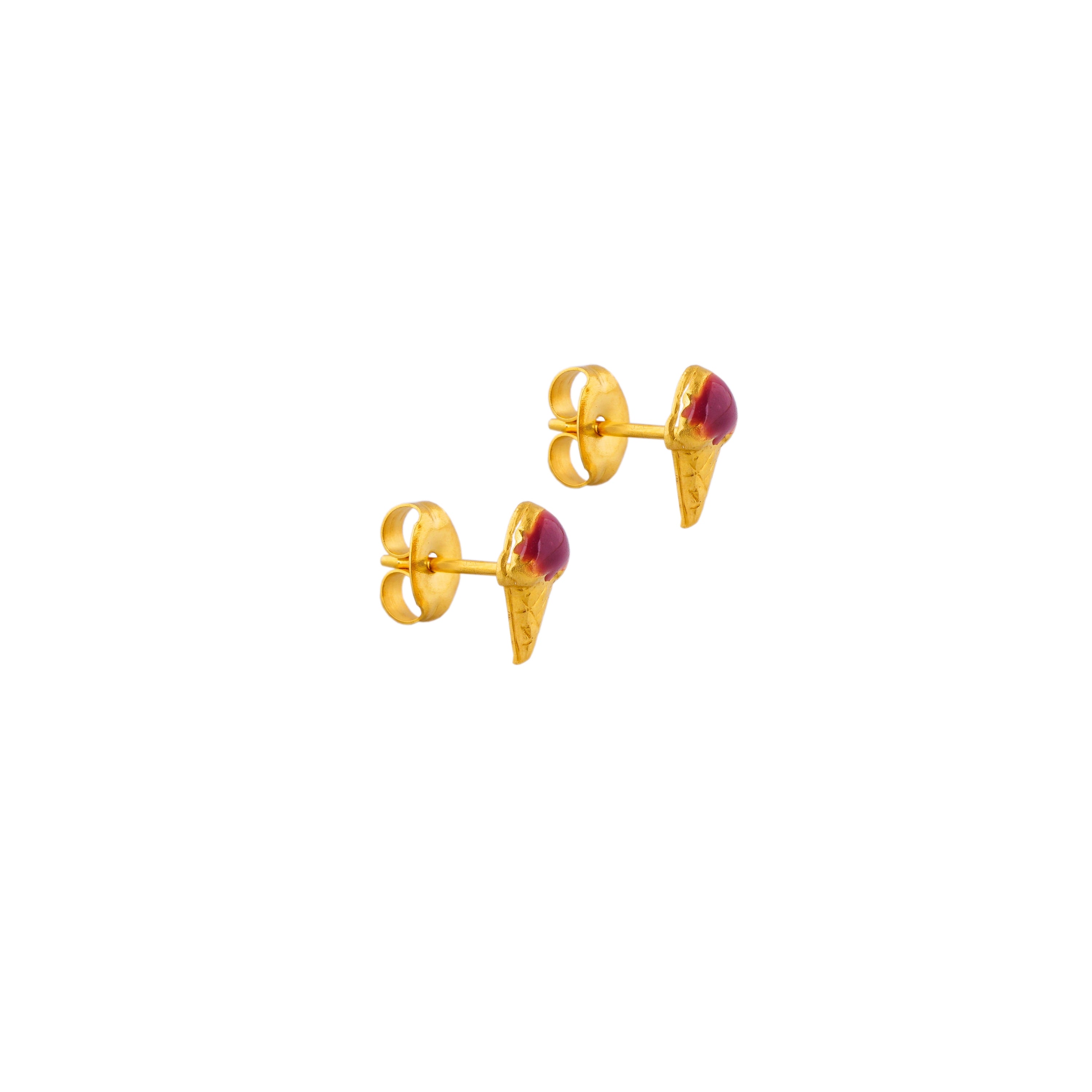 Ice-Cream Shape 24K Pure Gold Plated Ear Studs For Kids | Ideal for everyday wear