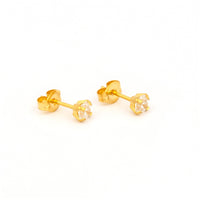 4MM Cubic Zirconia 24K Pure Gold Plated Ear Studs | MADE IN USA | Ideal for everyday wear