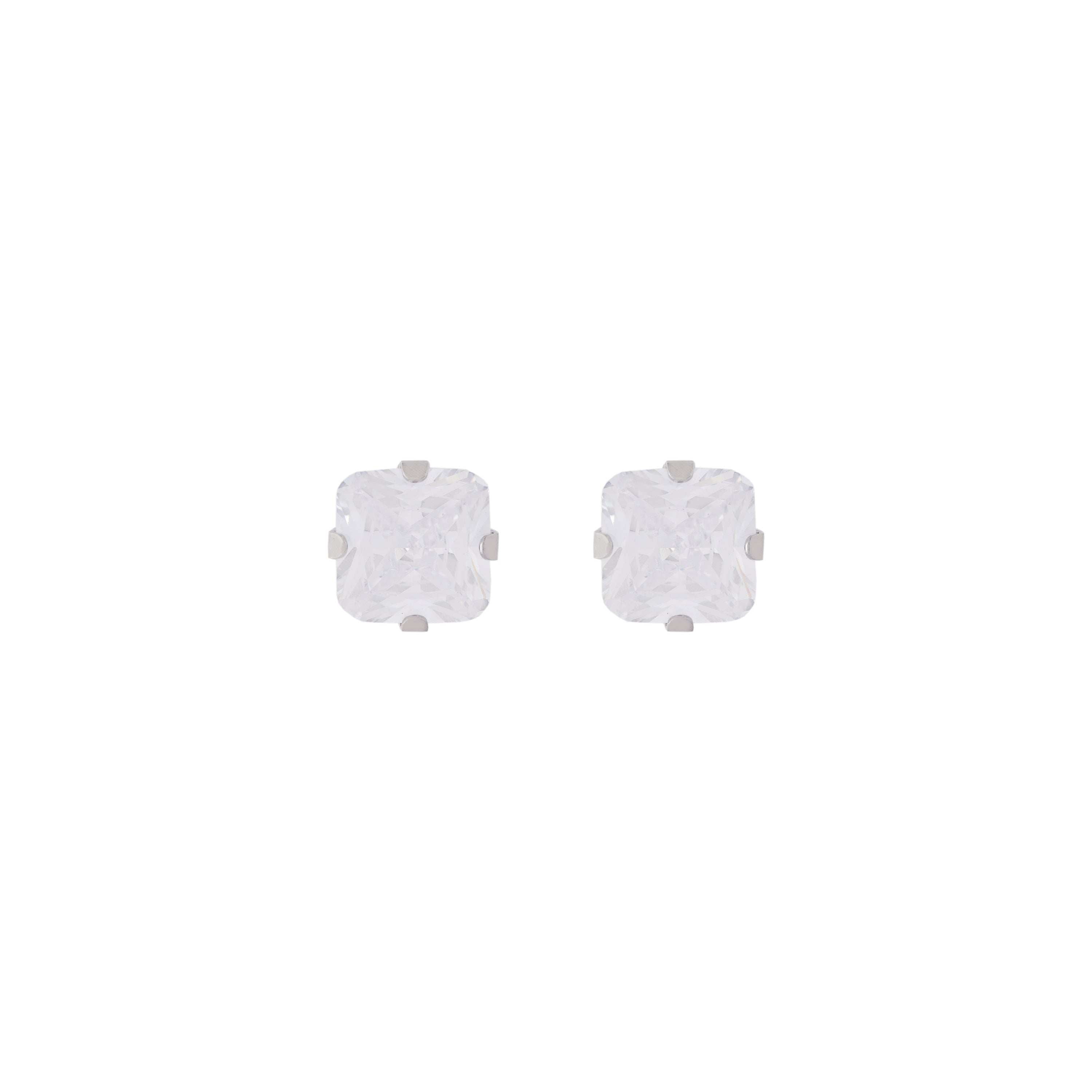 6X6MM Cubic Zirconia Allergy free Stainless Steel Ear Studs | MADE IN USA | Ideal for everyday wear