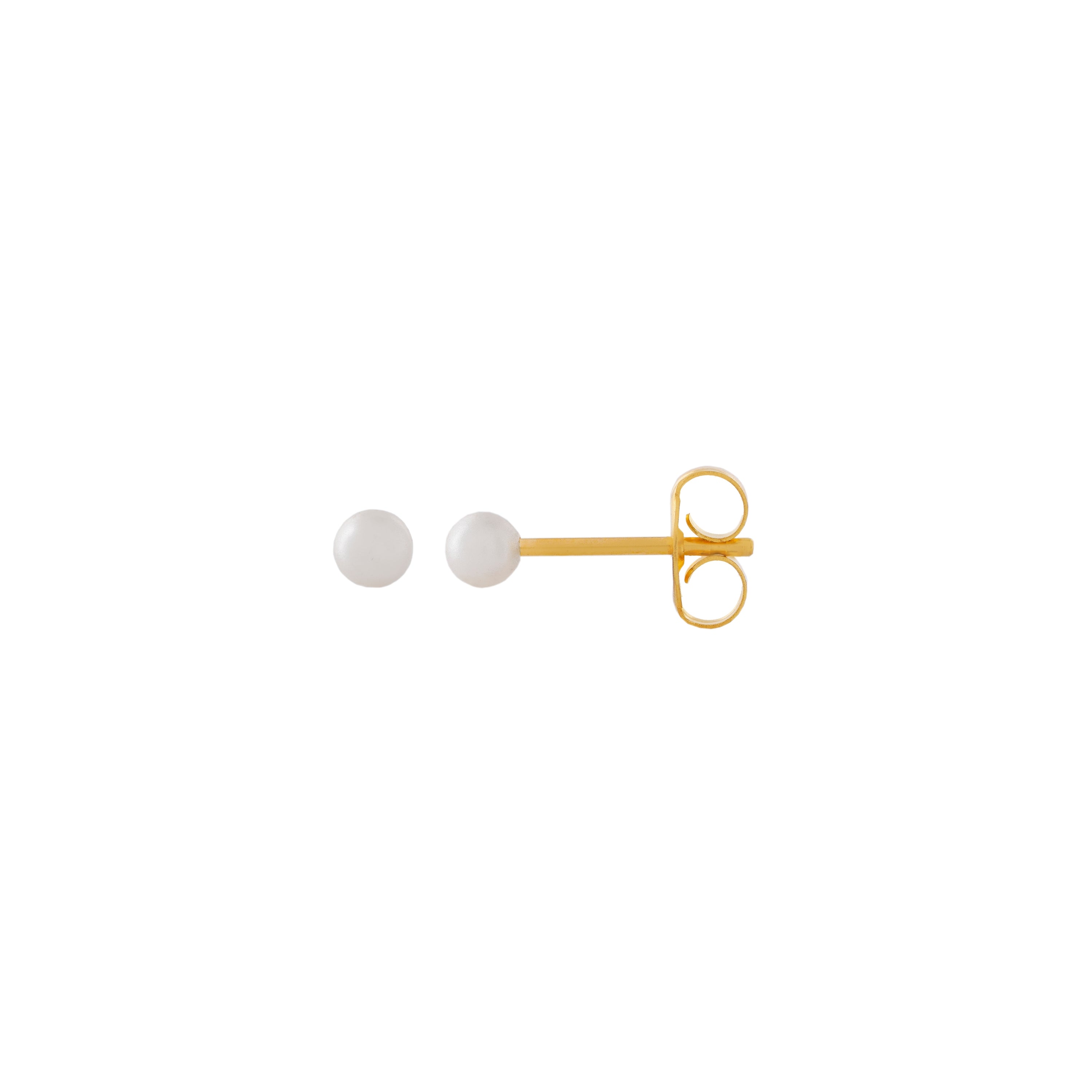 3MM White Pearl 24K Pure Gold Plated Ear Studs | MADE IN USA | Ideal for everyday wear
