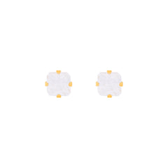 6X6MM Cubic Zirconia 24K Pure Gold Plated Ear Studs | MADE IN USA | Ideal for everyday wear