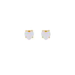 5X5MM Heart Cubic Zirconia 24K Pure Gold Plated Ear Studs | MADE IN USA | Ideal for everyday wear