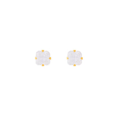 5X5MM Cubic Zirconia Princess Cut 24K Pure Gold Plated Ear Studs | MADE IN USA | Ideal for everyday wear