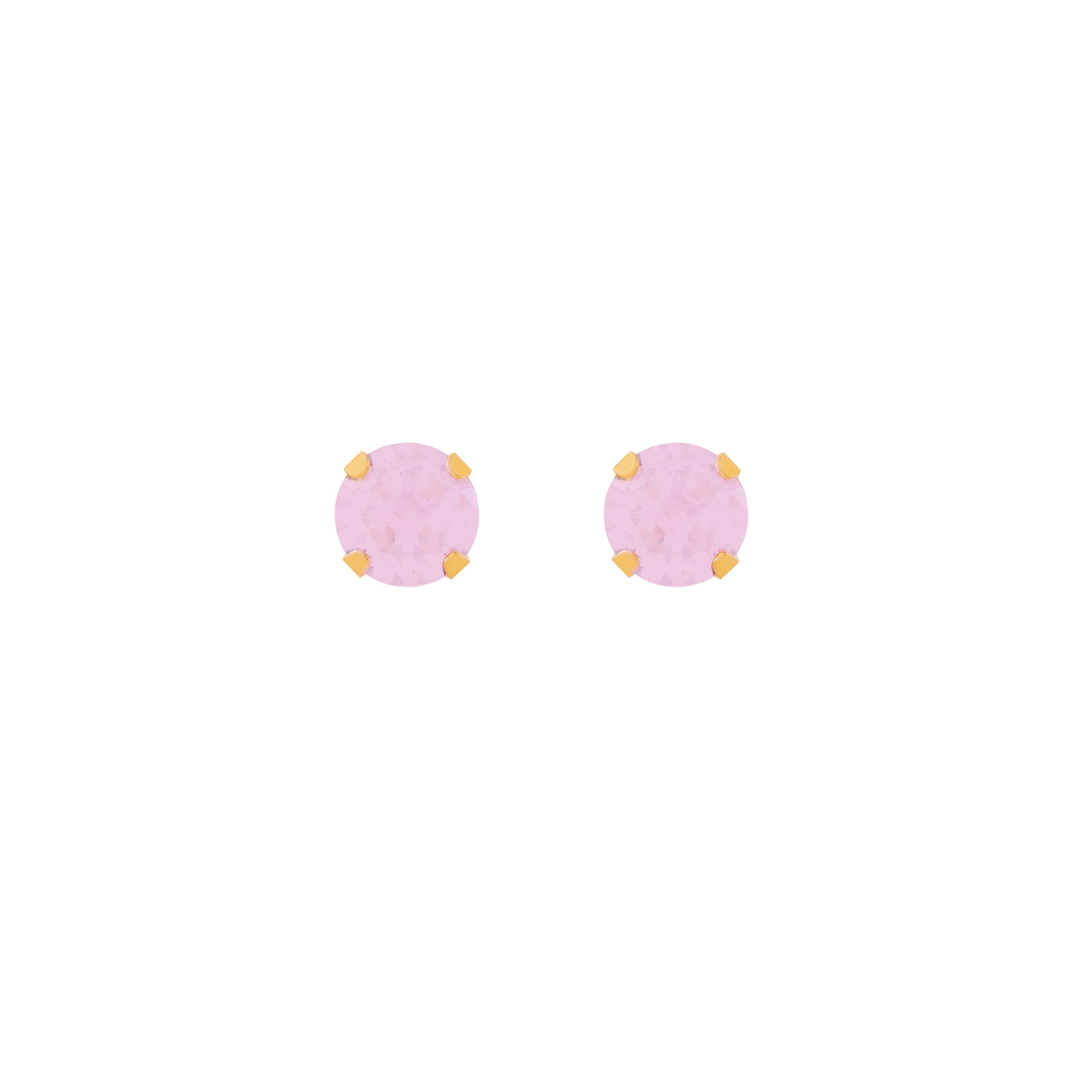 6MM Pink Cubic Zirconia 24K Pure Gold Plated Ear Studs | MADE IN USA | Ideal for everyday wear