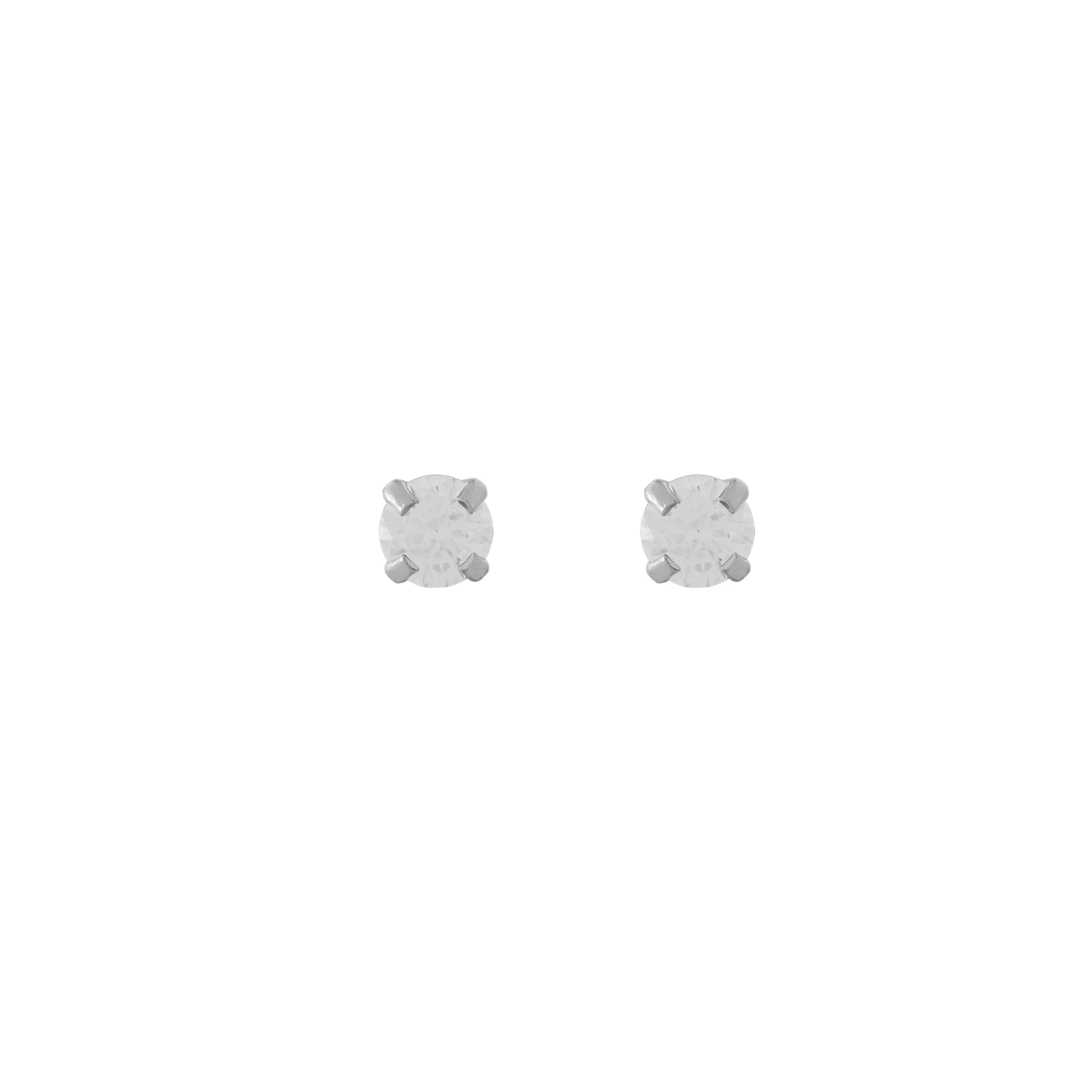 4MM Cubic Zirconia Allergy free Stainless Steel Ear Studs For Kids