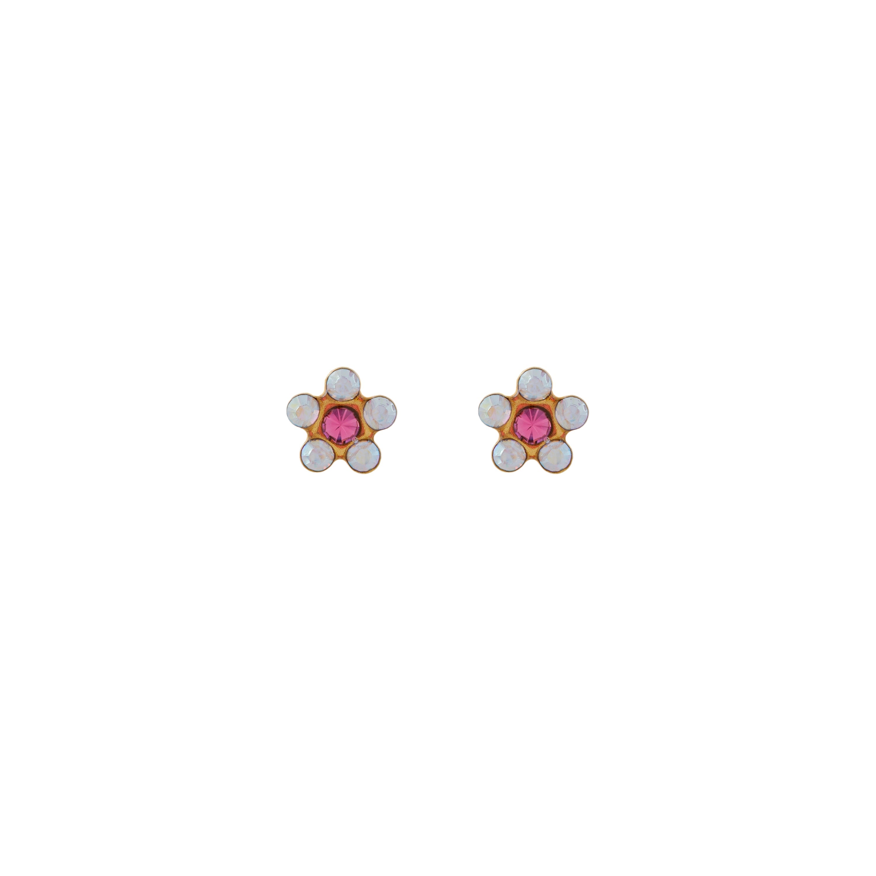 Daisy Ab Crystal-Rose 24K Pure Gold Plated Ear Studs | MADE IN USA | Ideal for everyday wear