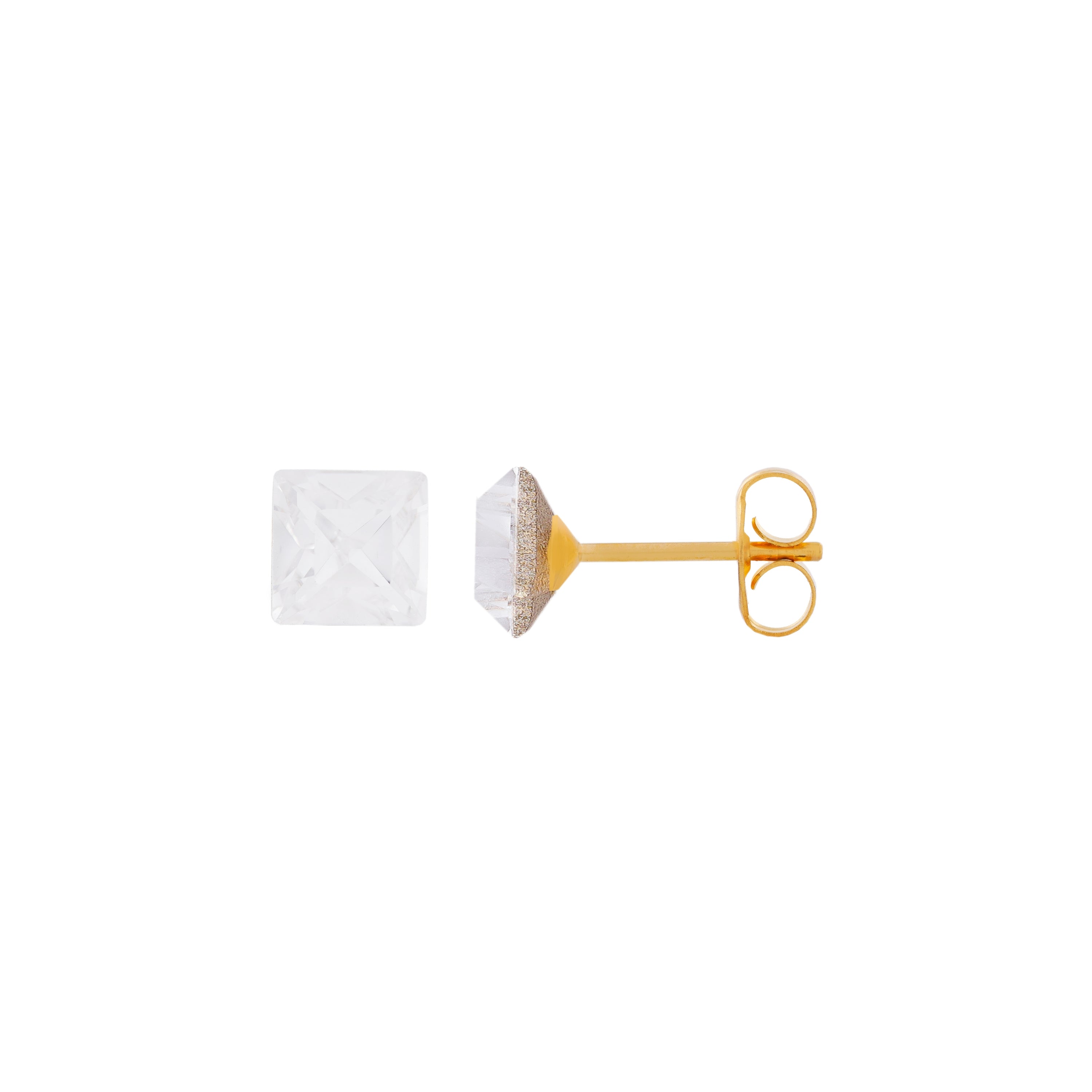 6X6MM Austrian Crystal Square 24K Pure Gold Plated Ear Studs | MADE IN USA | Ideal for everyday wear