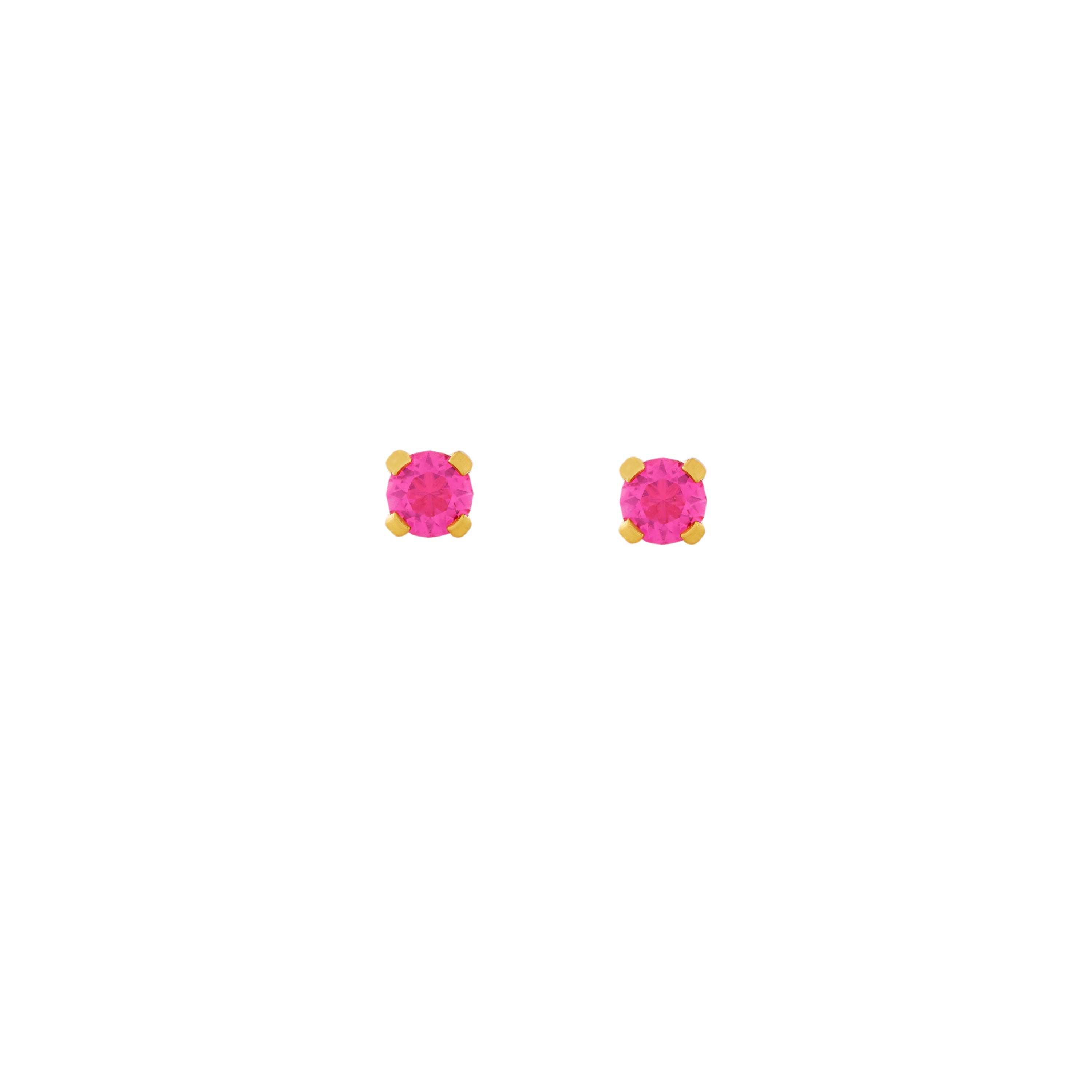 3MM Ð October Rose Birthstone 24K Pure Gold Plated Ear Studs For Kids