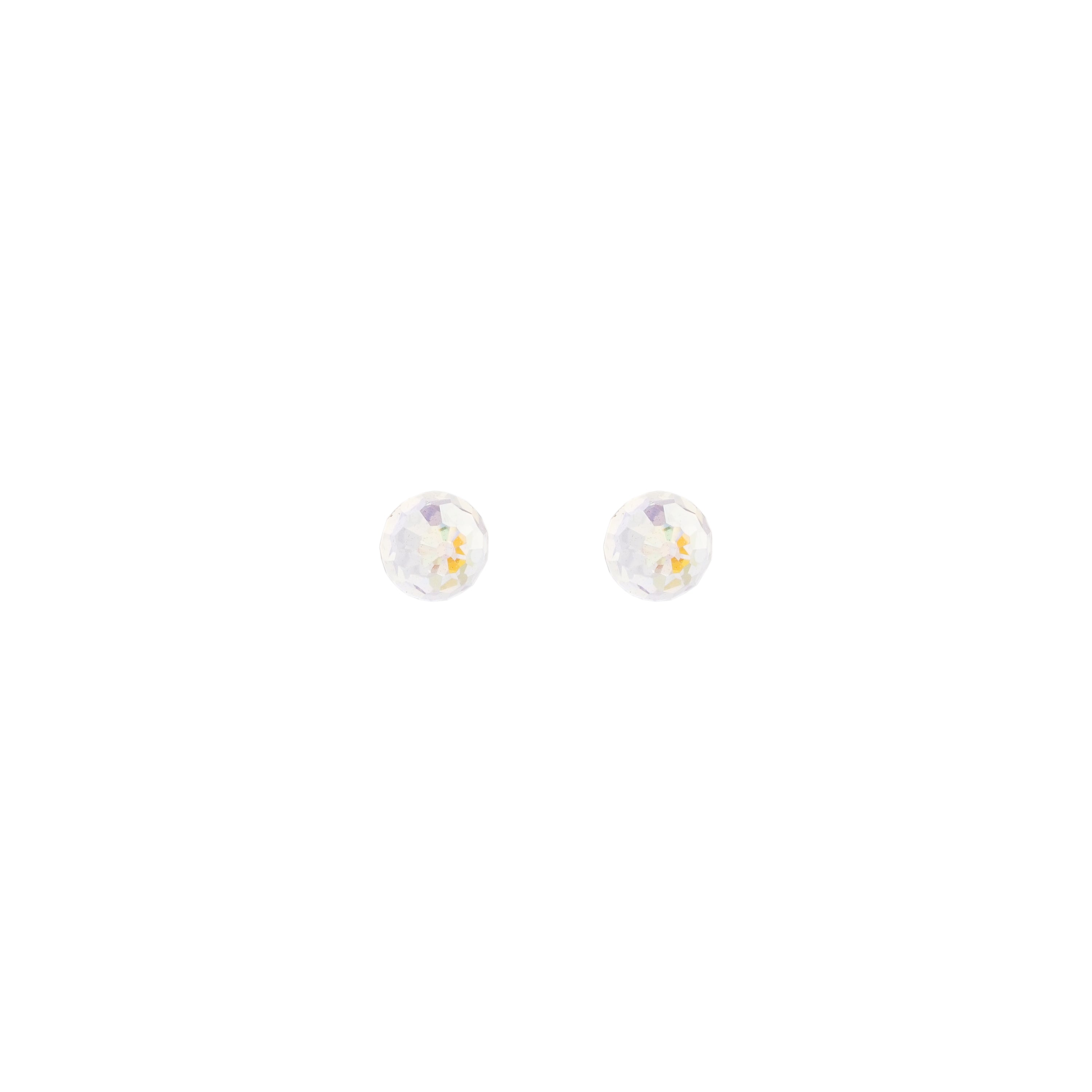 4MM Ab/Rainbow Crystal Ball Allergy free Stainless Steel Ear Studs For Kids