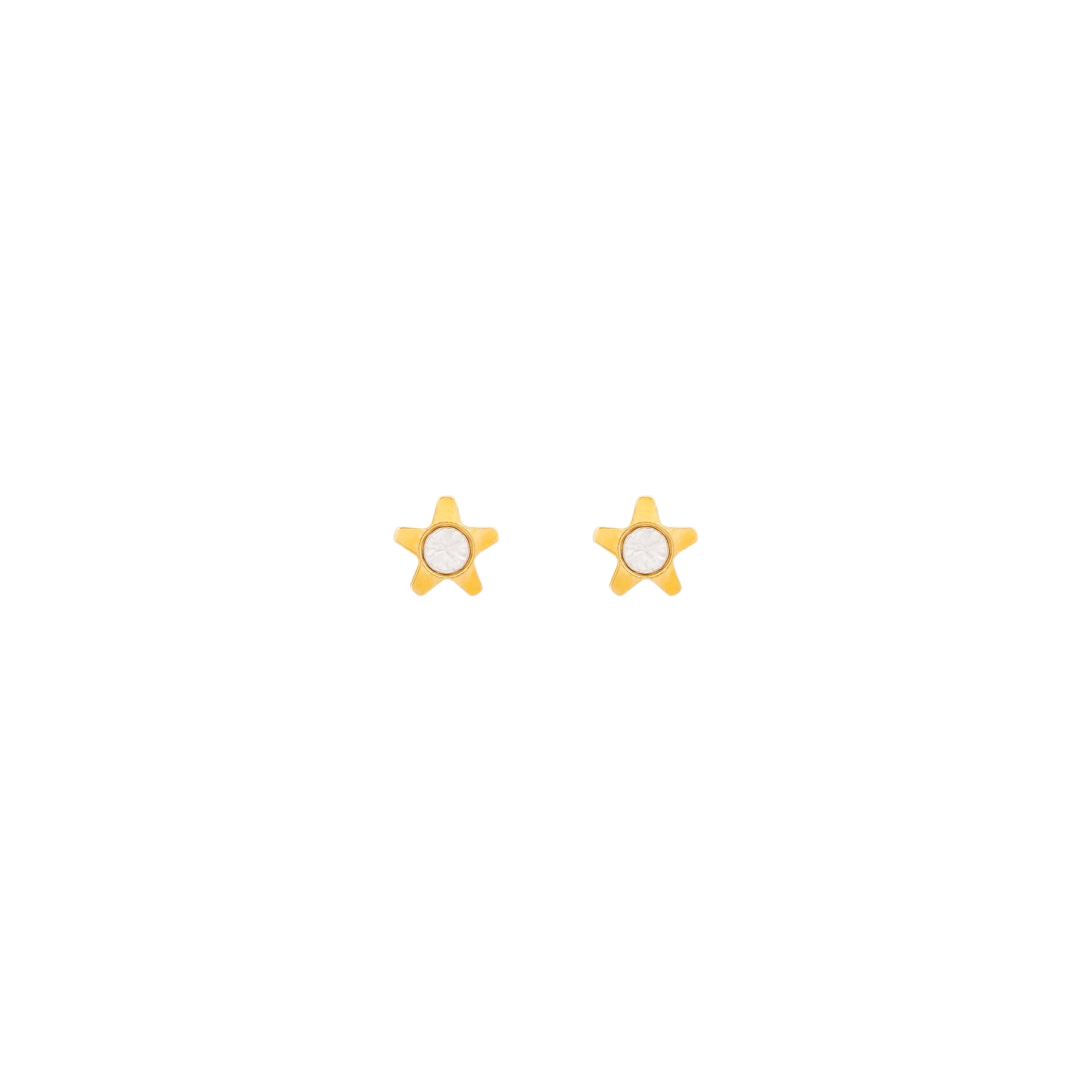 4MM Starlite April Crystal 24K Pure Gold Plated Ear Studs For Kids