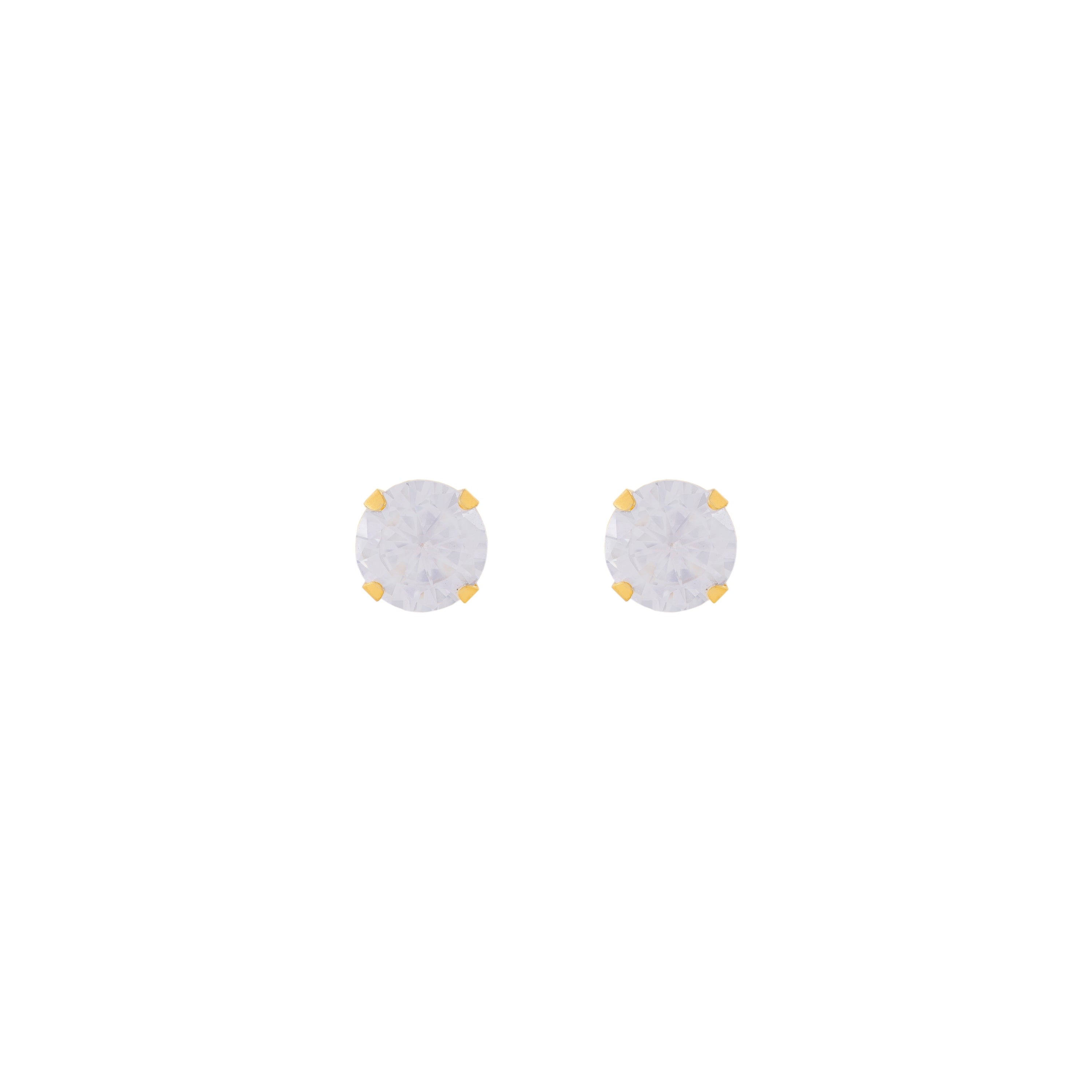 5MM Cubic Zirconia 24K Pure Gold Plated Ear Studs | MADE IN USA | Ideal for everyday wear