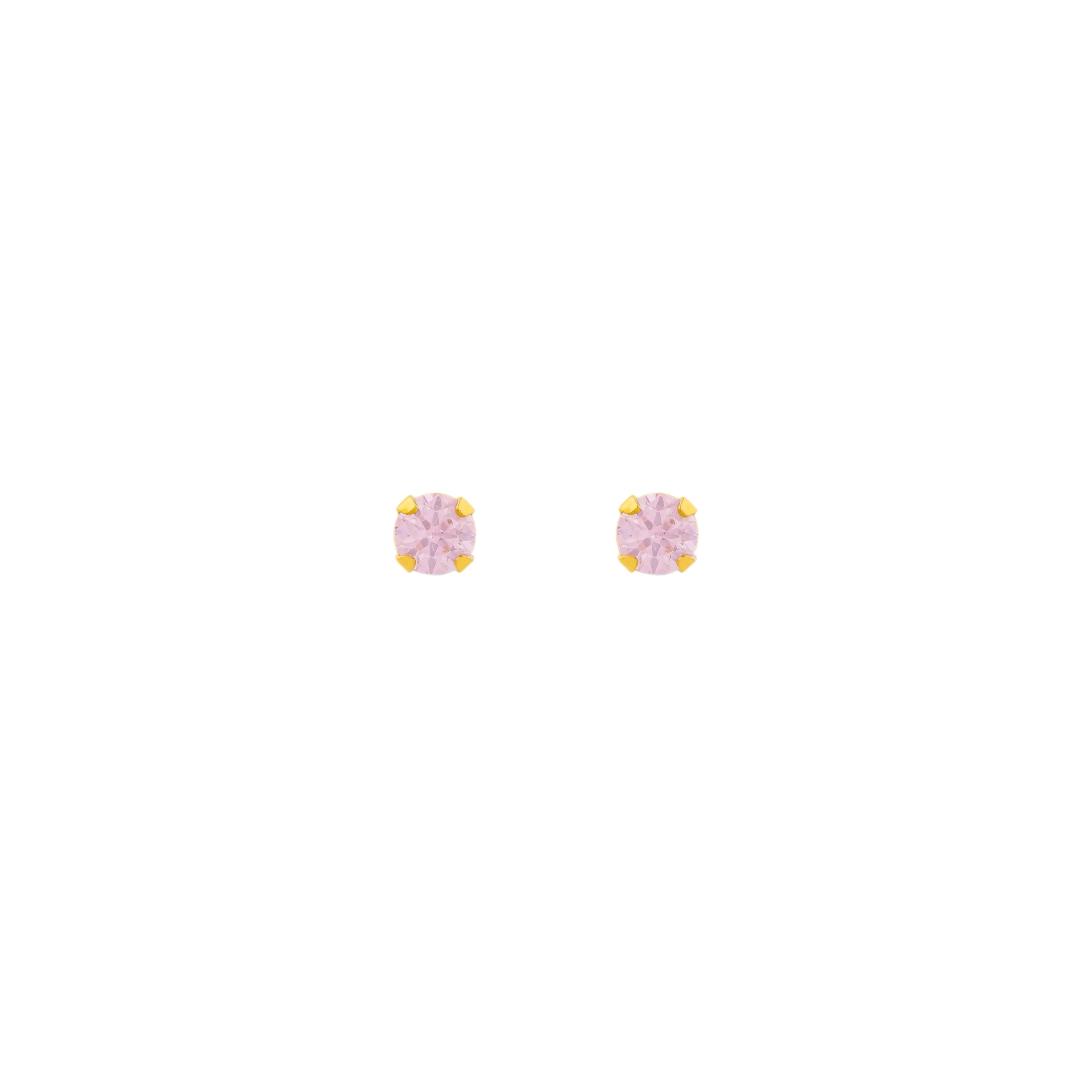 3mm Round Pink CZ Stud Earrings for Infant, Baby and Toddler in 14K 3mm Round Pink CZ Stud Earrings for Infant, Baby and Toddler in 14K