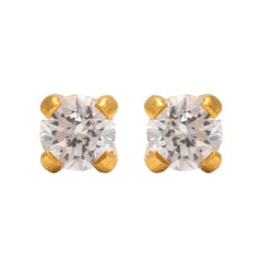3MM Cubic Zirconia 24K Pure Gold Plated Piercing Ear Stud