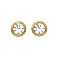3MM April Crystal 24K Pure Gold Plated Piercing Ear Stud
