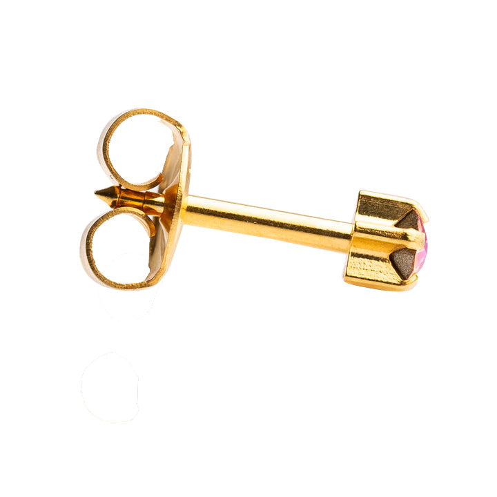 3MM light Rose 24K Pure Gold Plated Piercing Ear Stud