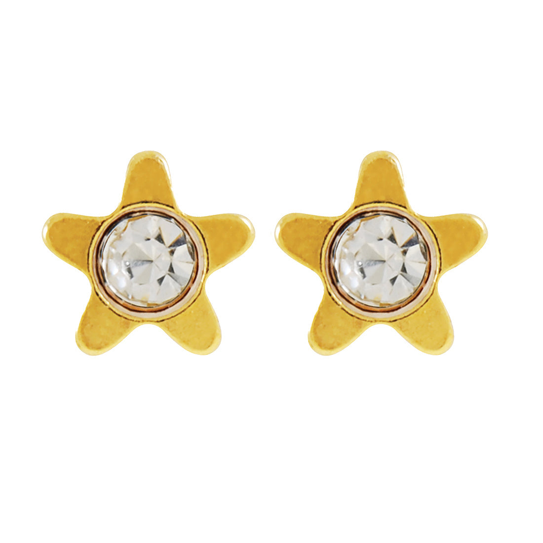 4MM Starlite April Crystal 24K Pure Gold Plated Piercing Ear Stud