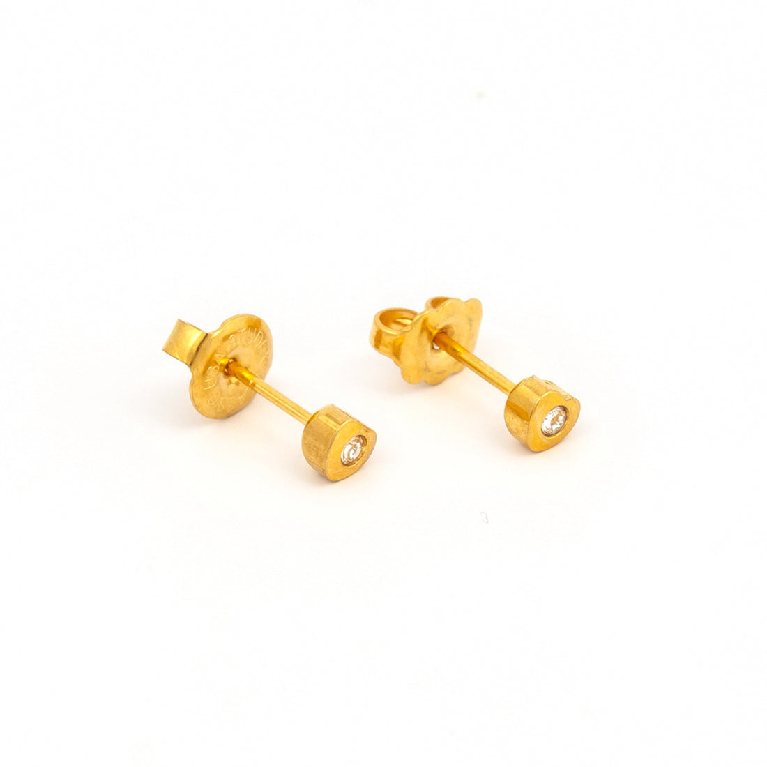 4MM Heartlite April Crystal 24K Pure Gold Plated Piercing Ear Stud