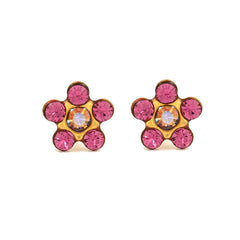 Daisy Oct Rose Ab Crystal 24K Pure Gold Plated Piercing Ear Stud