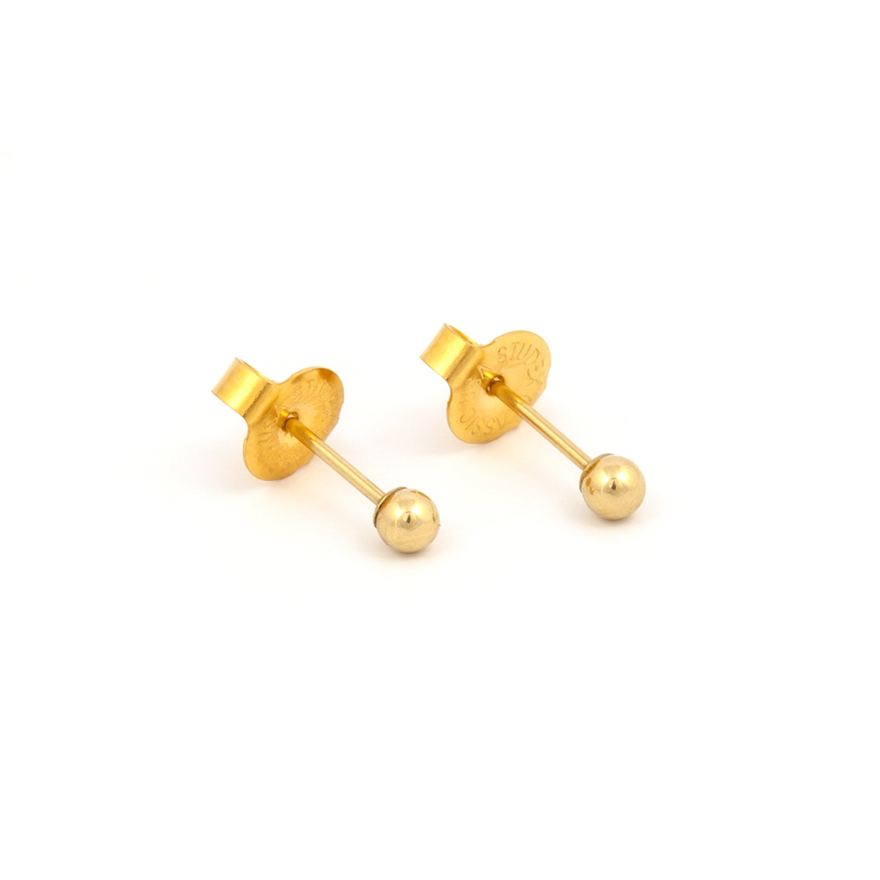 3MM Ball 18K Gold Piercing Ear Stud