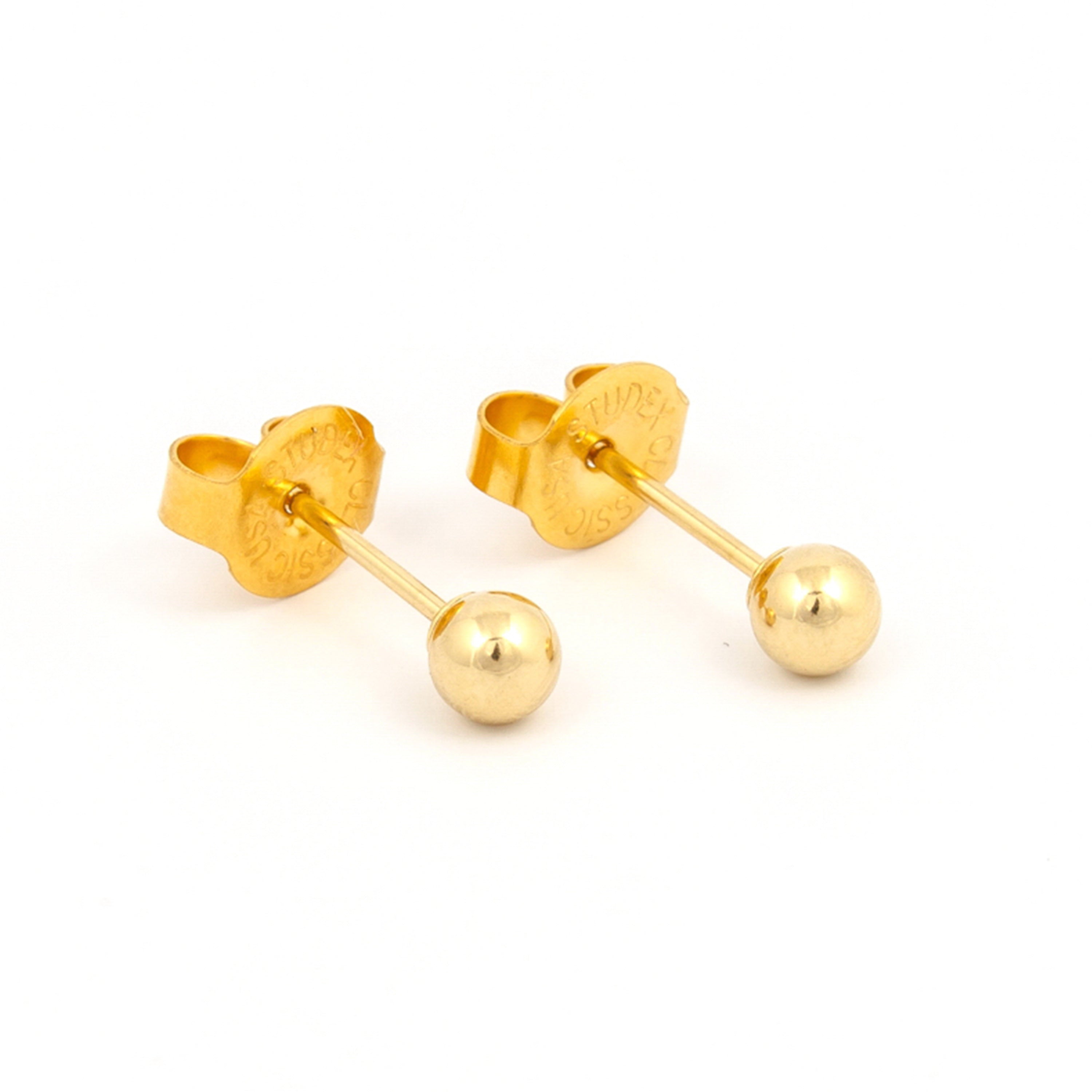 4MM Ball 18K Gold Piercing Ear Stud