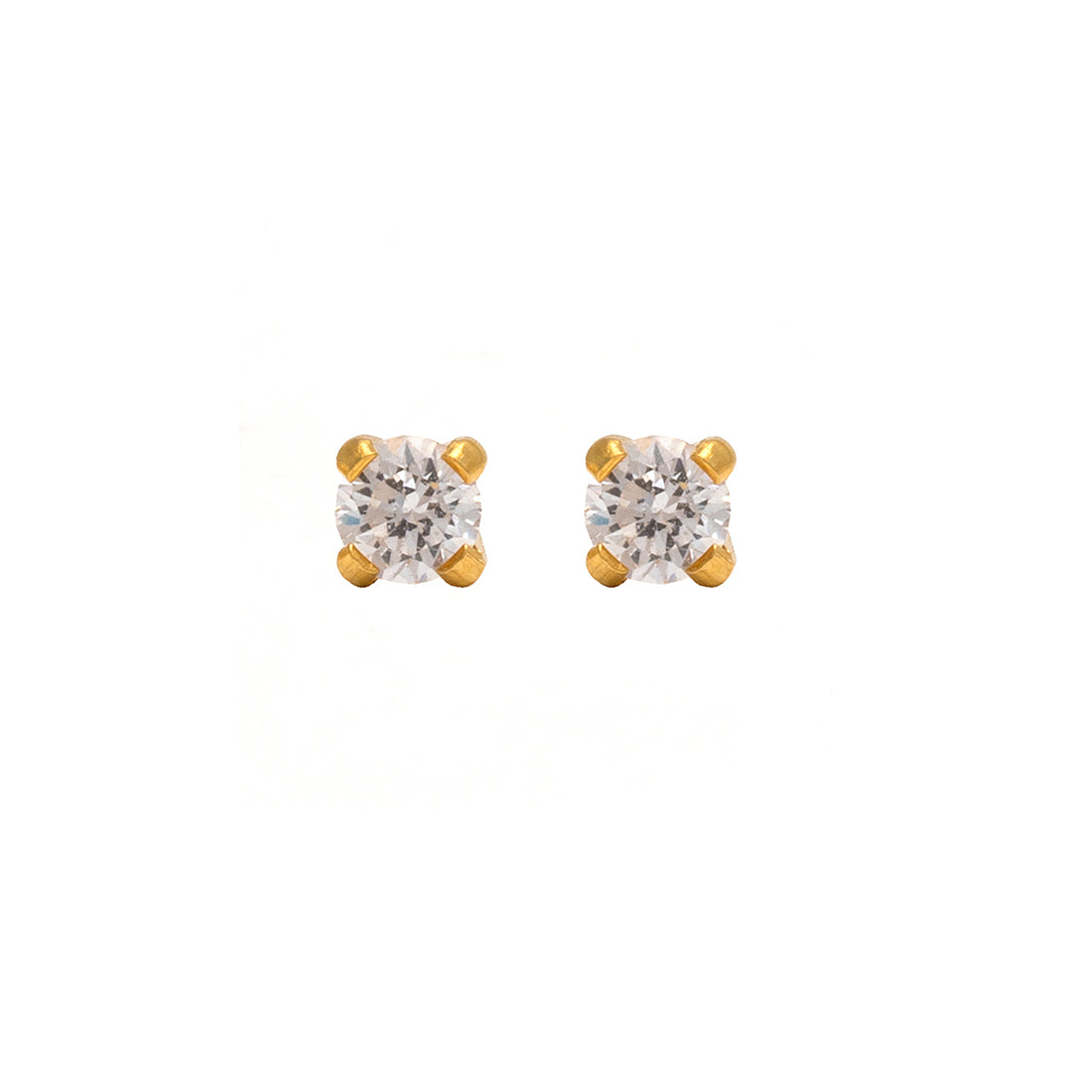 2MM Cubic Zirconia 18K Gold Piercing Ear Stud