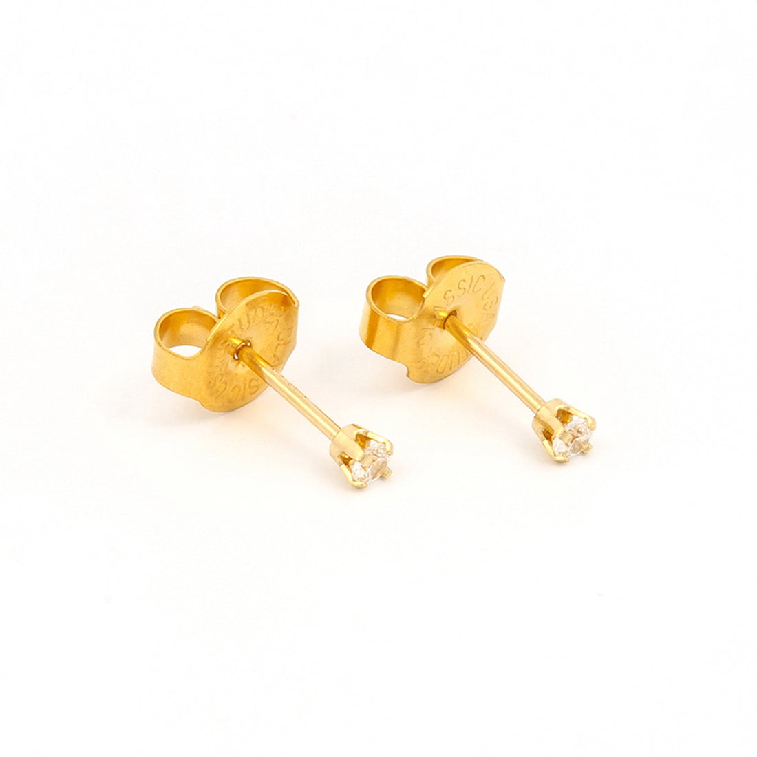 2MM Cubic Zirconia 18K Gold Piercing Ear Stud