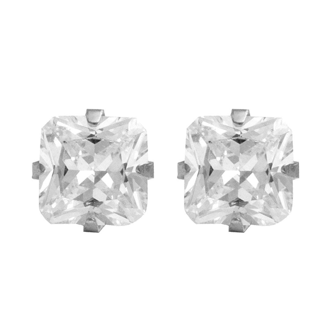 4X4MM Princess Cut Cubic Zirconia Allergy Free Stainless Steel