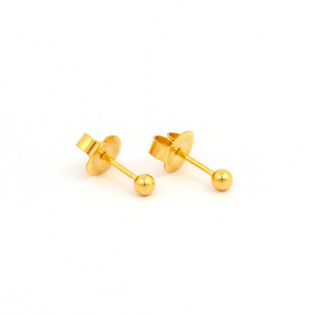 3MM Ball 24K Pure Gold Plated Piercing Ear Stud For Kids