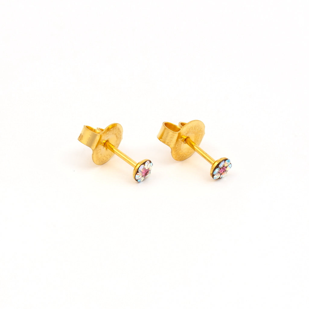 Baby Daisy Ab Crystal 24K Pure Gold Plated Piercing Ear Stud For Kids
