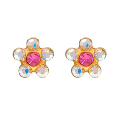 Baby Daisy Ab Crystal 24K Pure Gold Plated Piercing Ear Stud For Kids