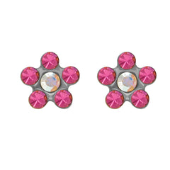 Baby Daisy Oct Rose Ab Crystal Allergy Free Stainless Steel Piercing Ear Stud For Kids
