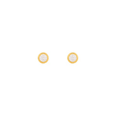 3MM Cubic Zirconia Bezel 24K Pure Gold Plated Ear Studs For Kids