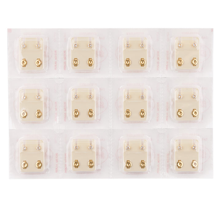 4MM April – Crystal Birthstone 24K Pure Gold Plated Piercing Ear Stud (12 Pair)