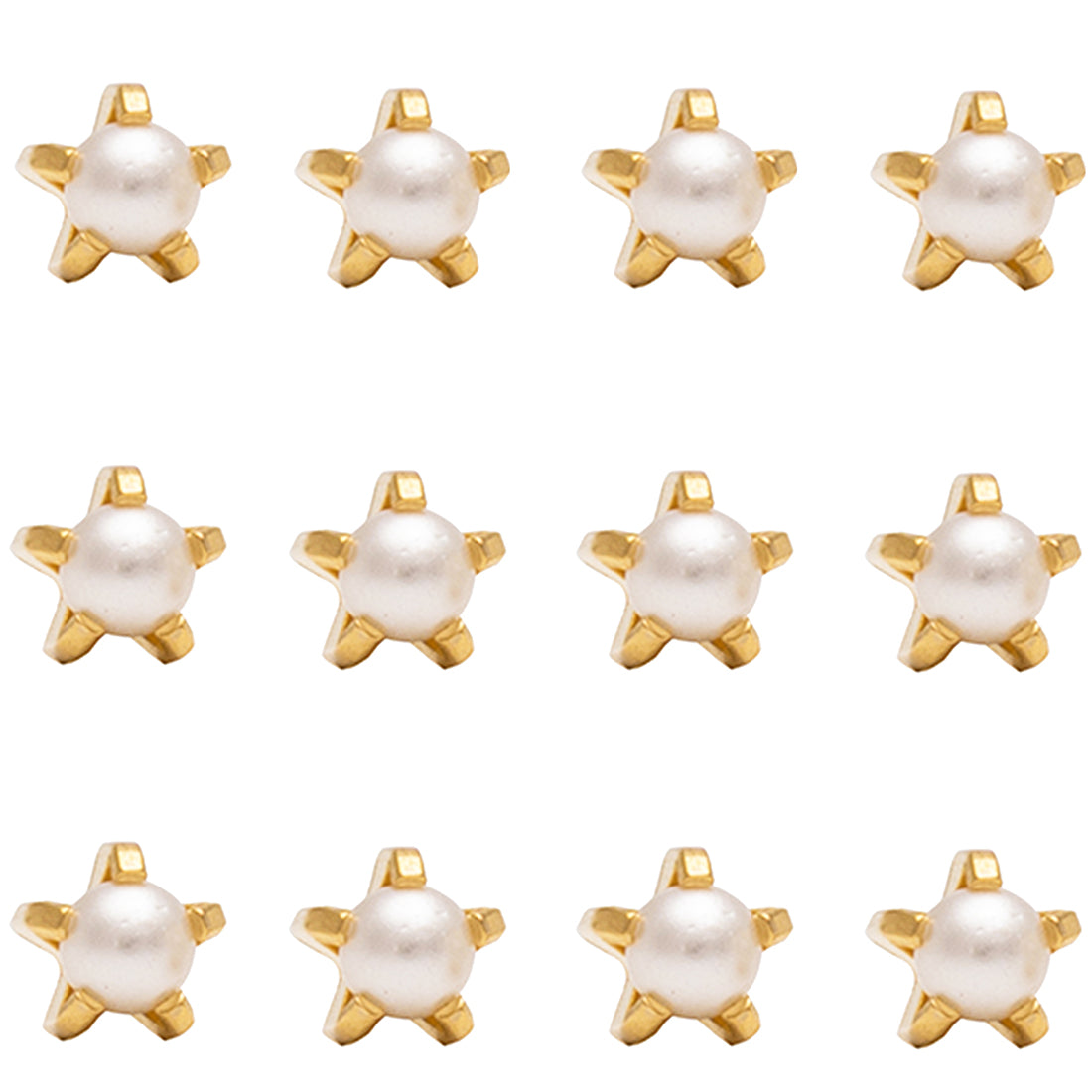 4MM Pearl 24K Pure Gold Plated Piercing Ear Stud (12 Pair)