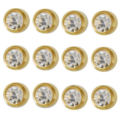 4MM April – Crystal Bezel 24K Pure Gold Plated Piercing Ear Stud (12 Pair)