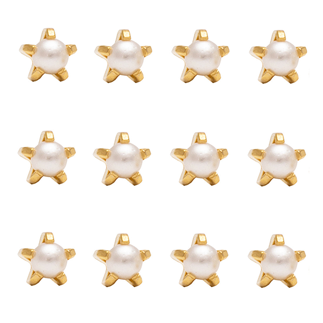 2MM Pearl 24K Pure Gold Plated Piercing Ear Stud (12 Pair)