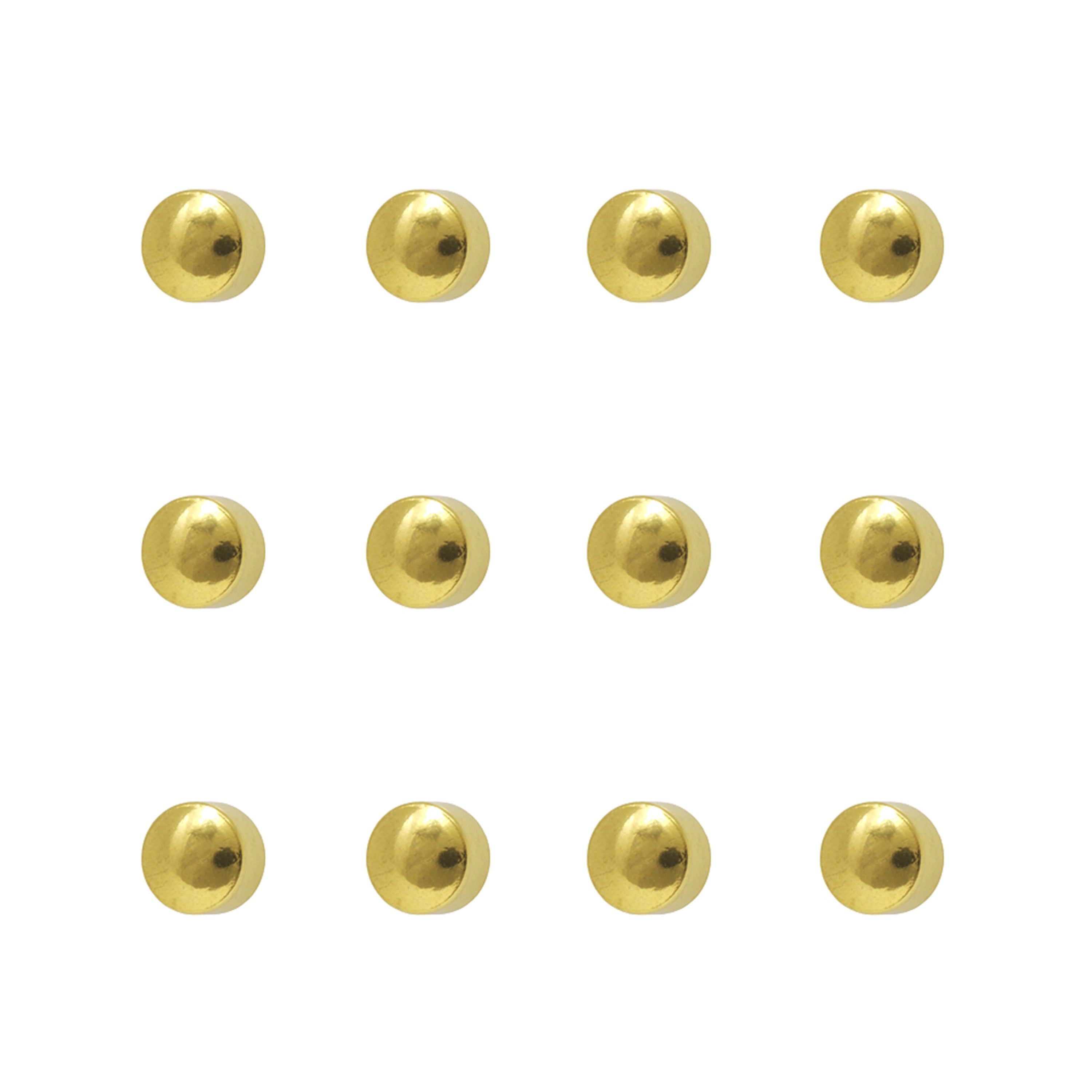 2MM Traditional Ball 24K Pure Gold Plated Piercing Ear Stud (12 Pair)