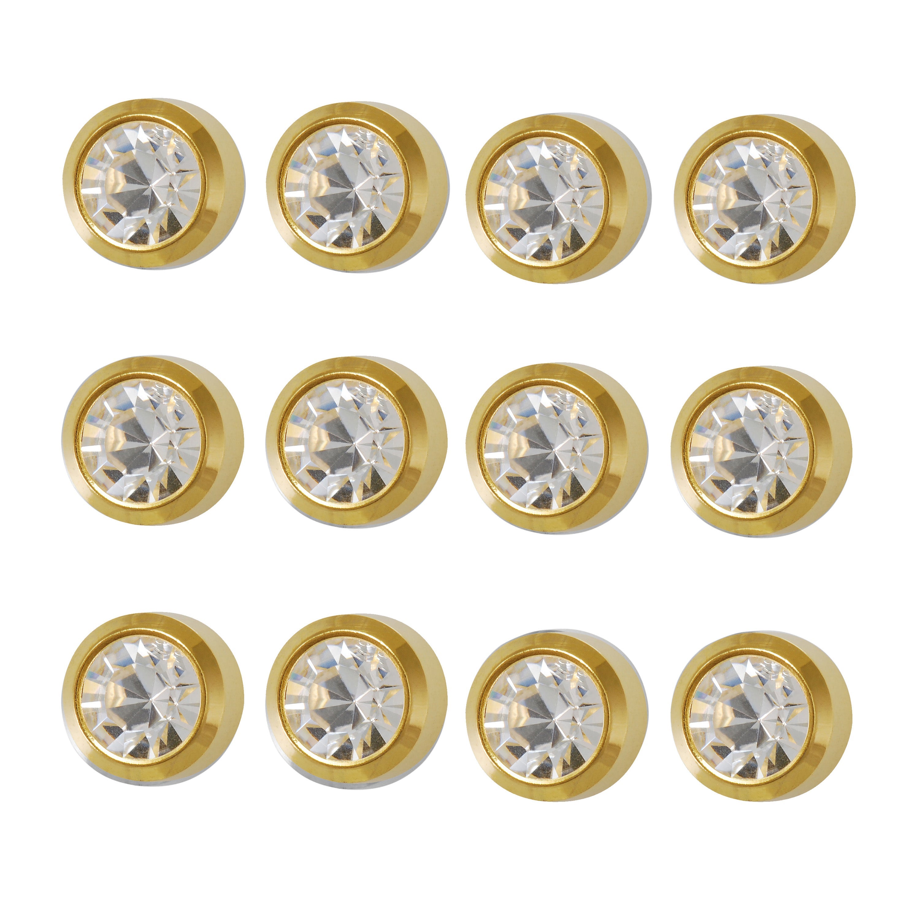 2MM April – Crystal Bezel 24K Pure Gold Plated Piercing Ear Stud (12 Pair)