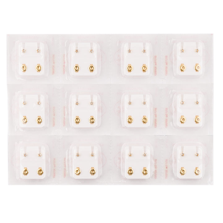 3MM April – Crystal 24K Pure Gold Plated Piercing Ear Stud (12 Pair)