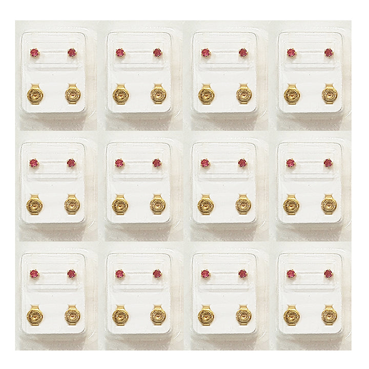 3MM October – Rose Birthstone 24K Pure Gold Plated Piercing Ear Stud (12 Pair)